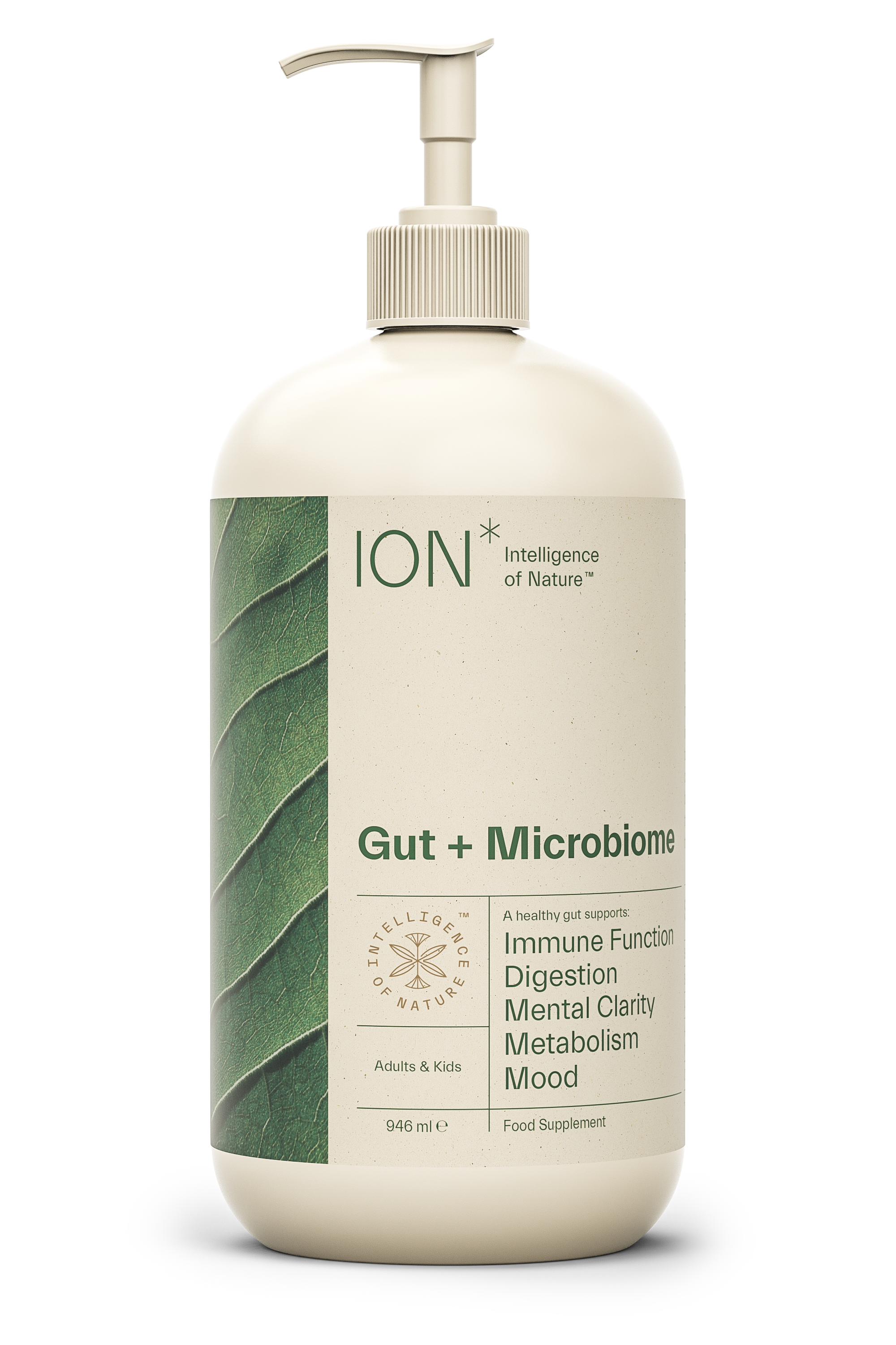 ION* Gut + Microbiome 946ml- Front with Pump